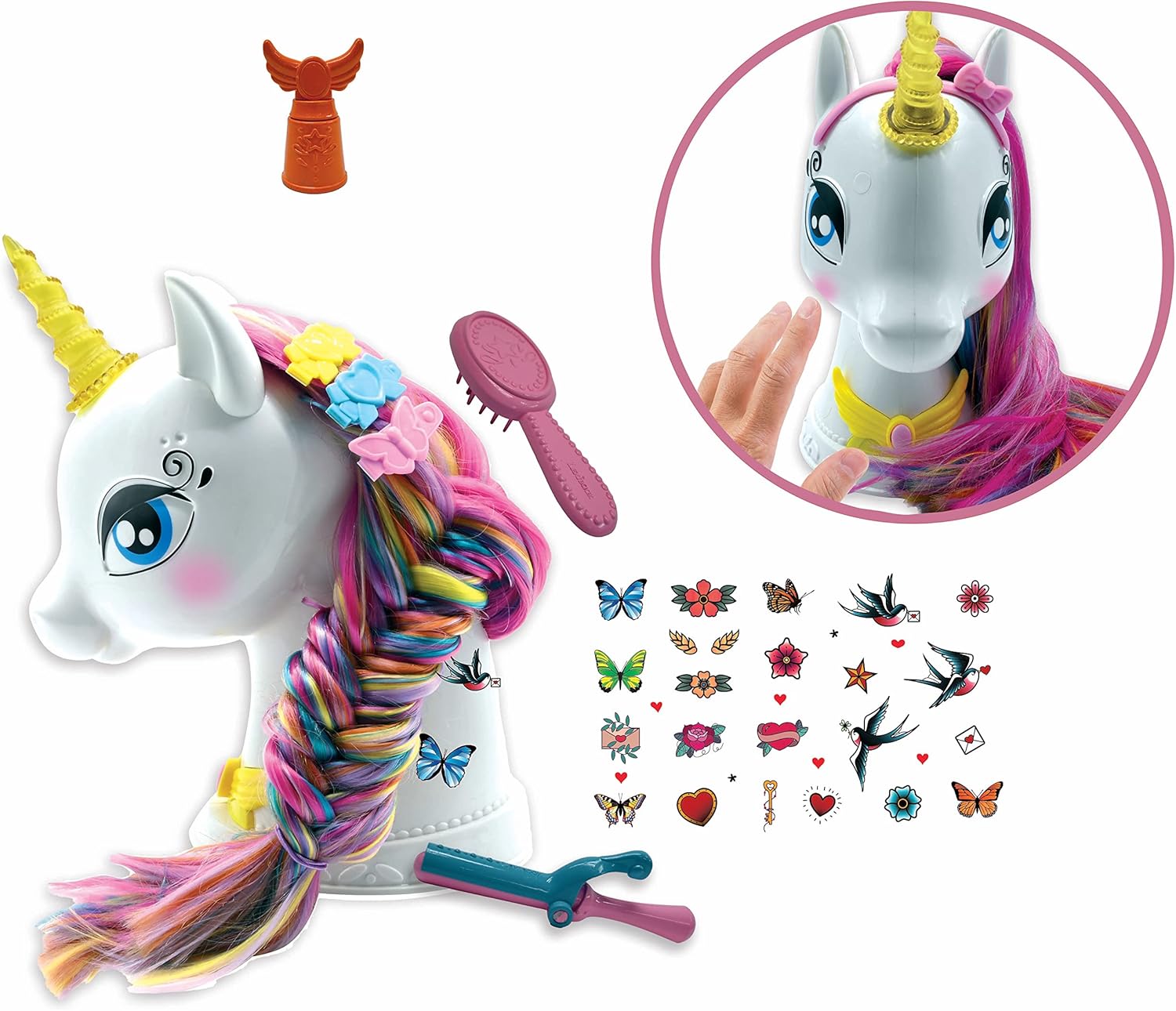 cabeza para peinar interactiva unicornio mágico lexibook