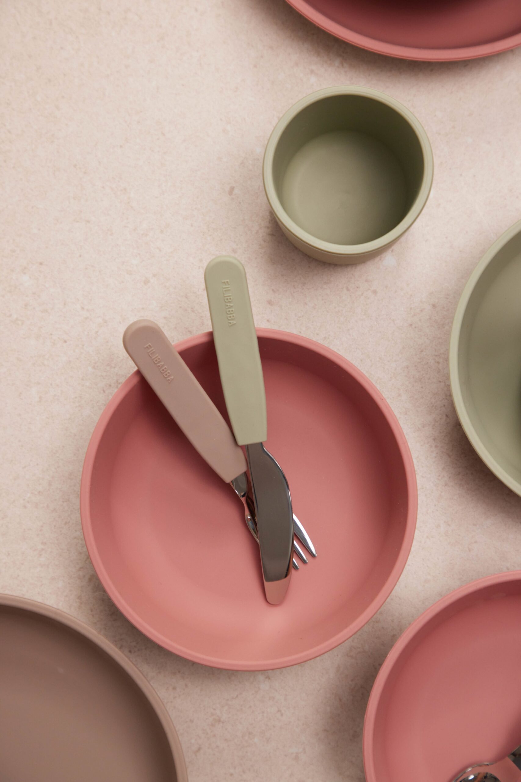 ensemble de 3 fourchettes en silicone vert