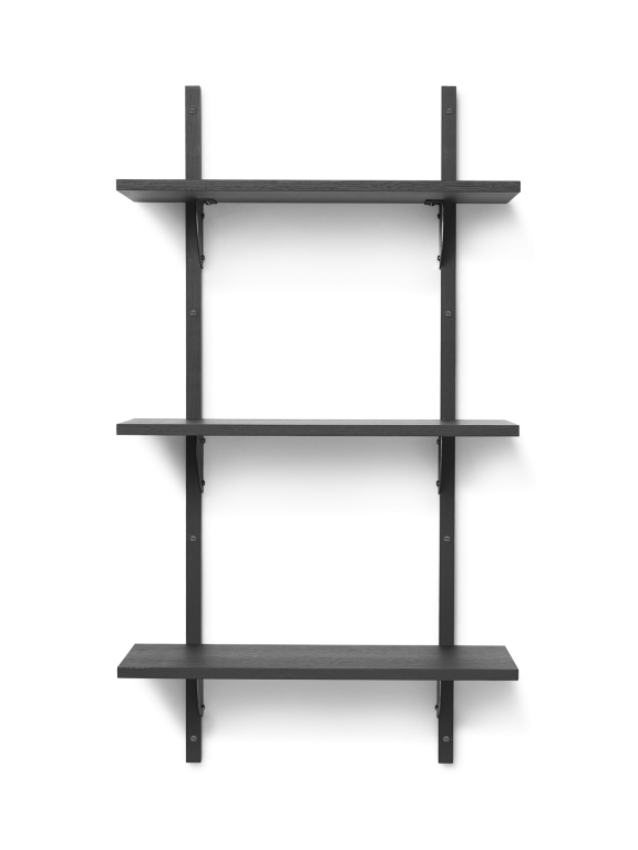 Étagère sector triple frêne noir/laiton noir (54 cm)